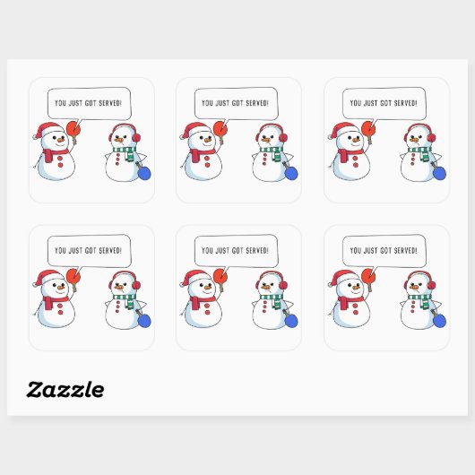 ピンポンおもしろいクリスマス雪だるま提供 スクエアシール (シート)