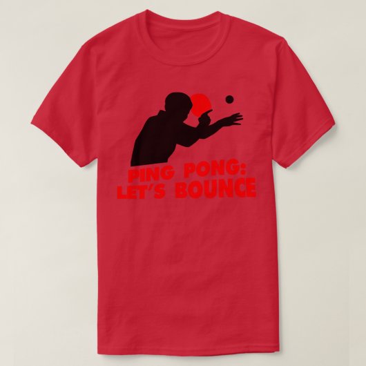 ピンポンが赤に跳ね返る Tシャツ (デザイン正面)
