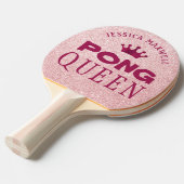 ピンポンクイーンピパーソナライズされたンクグリッター 卓球ラケット (正面アングル)
