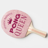 ピンポンクイーンピパーソナライズされたンクグリッター 卓球ラケット (横)