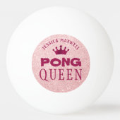 ピンポンクイーンピンクグリッター名 卓球ボール (裏面)