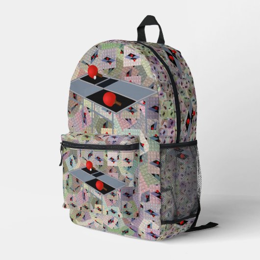 ピンポンテーブルとこうもりパターン、バックパック プリントバックパック (裏面右端)