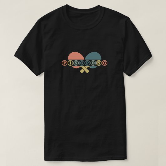 ピンポンテーブルテニスパドルプレーヤーヴィンテージレトロ Tシャツ (デザイン正面)