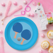 ピンポンテーブルテニスパーティーブルー ペーパープレート (パーティー)