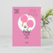 ピンポンテーブルテニスピンクベビーシャワーパーティー 招待状 (スタンド正面)