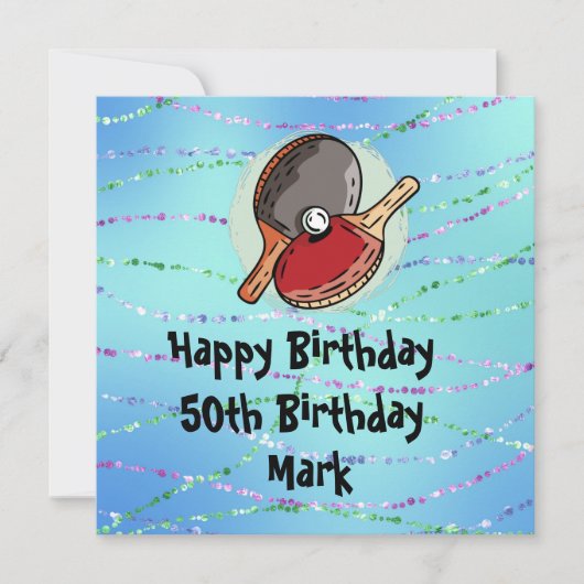 ピンポンテーブルテニス誕生日カード (正面)