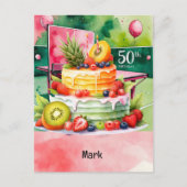 ピンポンテーブルテニス誕生日カード ポストカード (正面)