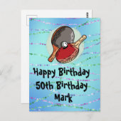 ピンポンテーブルテニス誕生日カード ポストカード (正面/裏面)