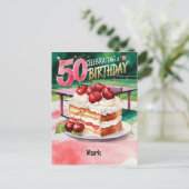 ピンポンテーブルテニス誕生日カード ポストカード (スタンド正面)