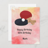 ピンポンテーブルテニス誕生日カード ポストカード (正面/裏面)