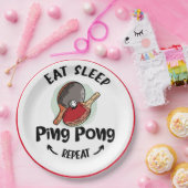 ピンポンテーブルテニス誕生日食べスリープリピート ペーパープレート (パーティー)