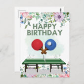 ピンポンハッピーバースデー卓球選手ポスト ポストカード (正面/裏面)