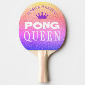 ピンポンパーソナライズされたクイーン数々のカラーグリッター 卓球ラケット (正面)