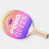 ピンポンパーソナライズされたクイーン数々のカラーグリッター 卓球ラケット (横)