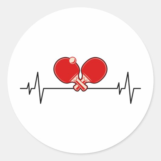 ピンポンプレーヤーテーブルテニスコートハートビート ラウンドシール (正面)