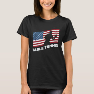 ピンポンプレーヤーUSAフラッグテーブルテニス Tシャツ