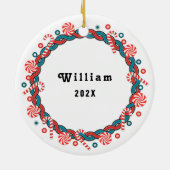 ピンポンホパーソナライズされたリデーギフト セラミックオーナメント (裏面)