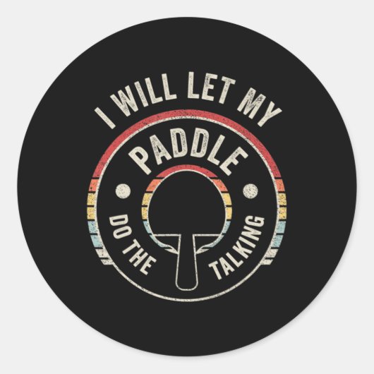 ピンポンヴィンテージレトロおもしろい卓球 ラウンドシール (正面)