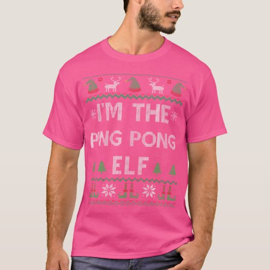 ピンポン小妖精や小人醜いクリスマステーブルテニス Tシャツ (正面)