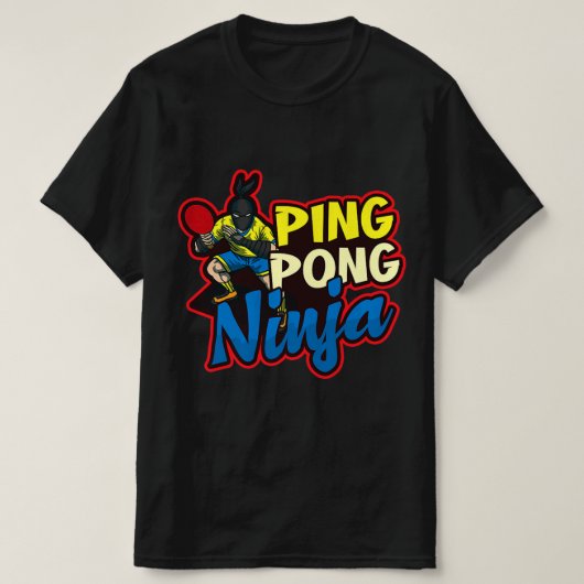 ピンポン忍者デザイン卓球 Tシャツ (デザイン正面)