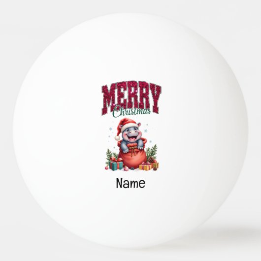 ピンポン選手をテーマにしたヒッポクリスマス 卓球ボール (正面)