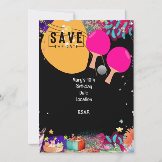 ピンポン40歳の誕生日を保存 招待状 (正面)