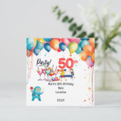 ピンポン50歳の誕生日パーティー 招待状 (スタンド正面)