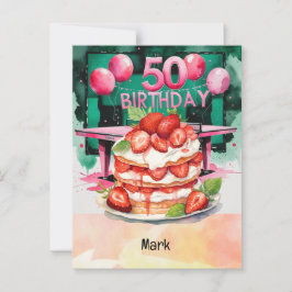 ピンポン50誕生日とケーキ ポストカード