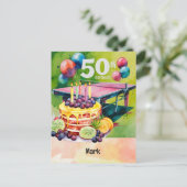 ピンポン50誕生日とケーキ ポストカード (スタンド正面)