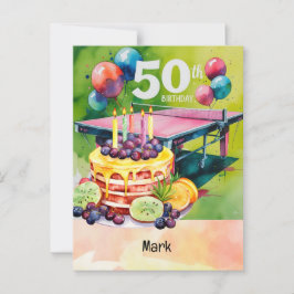 ピンポン50誕生日とケーキ ポストカード