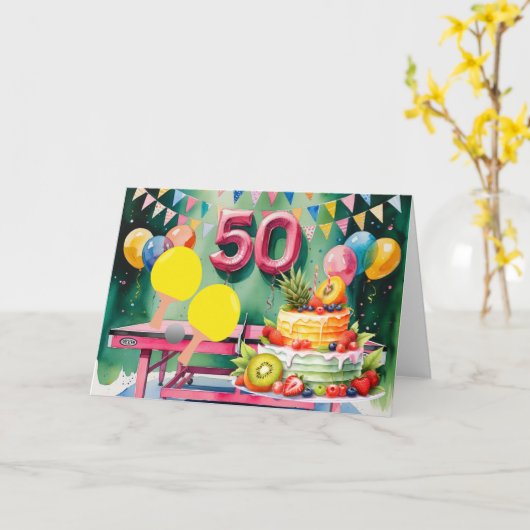 ピンポン50誕生日 カード (黄色い花)