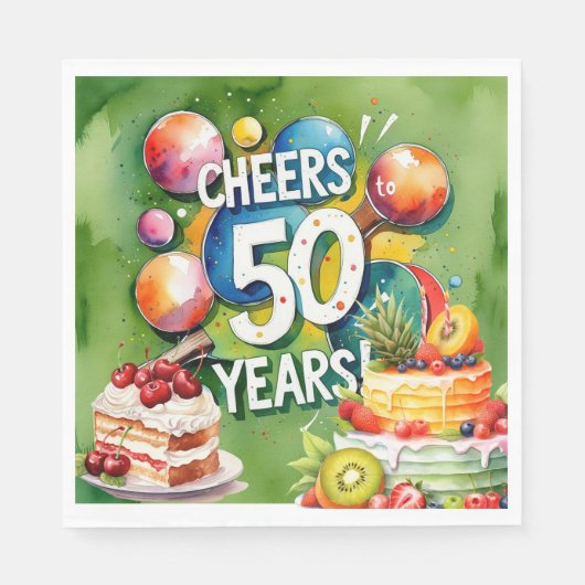 ピンポン50誕生日、 スタンダードランチョンナプキン (正面)