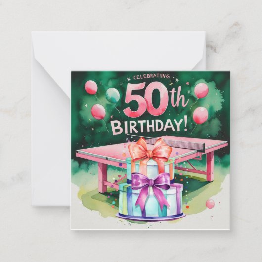 ピンポン50誕生日 ノートカード (正面)
