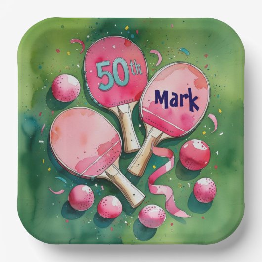 ピンポン50誕生日（50番） ペーパープレート (正面)