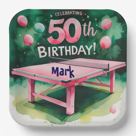 ピンポン50誕生日(50番) ペーパープレート (正面)