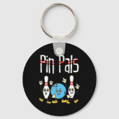 ピンポール型ボーリングボール及びピン踊りミームかわいい キーホルダー (正面)