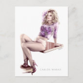 ピンモダンアップガールイラストレーションはがき ポストカード (正面)