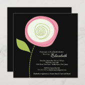 ピンモダンクはっきりした開花ブライダルシャワー招待状 招待状 (正面/裏面)