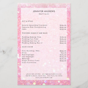 ピンモダンクグリッターサロン価格表  チラシ