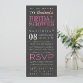 ピンモダンクタイポグラフィブライダルウェディングシャワーロング 招待状 (スタンド正面)