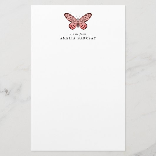 ピンモダンクバタフライカスタム文具 便箋 (正面)