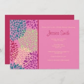 ピンモダンクフローラブライダルシャワー招待状 招待状 (正面/裏面)