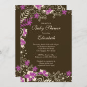 ピンモダンクフローラ春ベビーシャワー招待状 招待状 (正面/裏面)