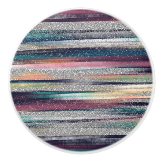 ピンモダンクブルー金ゴールドグリッターブラシスト絵を描ローク セラミックノブ (正面)