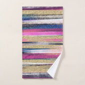 ピンモダンクブルー金ゴールドグリッターブラシスト絵を描ローク バスタオルセット (ハンドタオル)