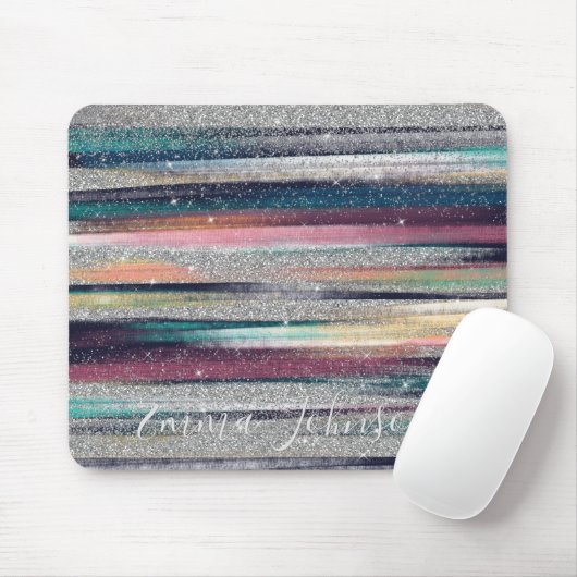 ピンモダンクブルー金ゴールドグリッターブラシスト絵を描ローク マウスパッド (マウス)