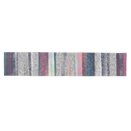 ピンモダンクブルー金ゴールドグリッターブラシスト絵を描ローク ミディアムテーブルランナー (横)