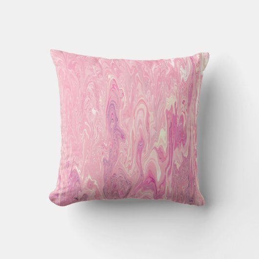 ピンモダンクホワイトマーブリング絵を描抽象デザイン クッション (正面)