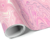 ピンモダンクホワイトマーブリング絵を描抽象デザイン ラッピングペーパー (ロールコーナー)