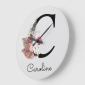 ピンモダンクボホガーリーフローライニシャルC ラージ壁時計 (傾斜)